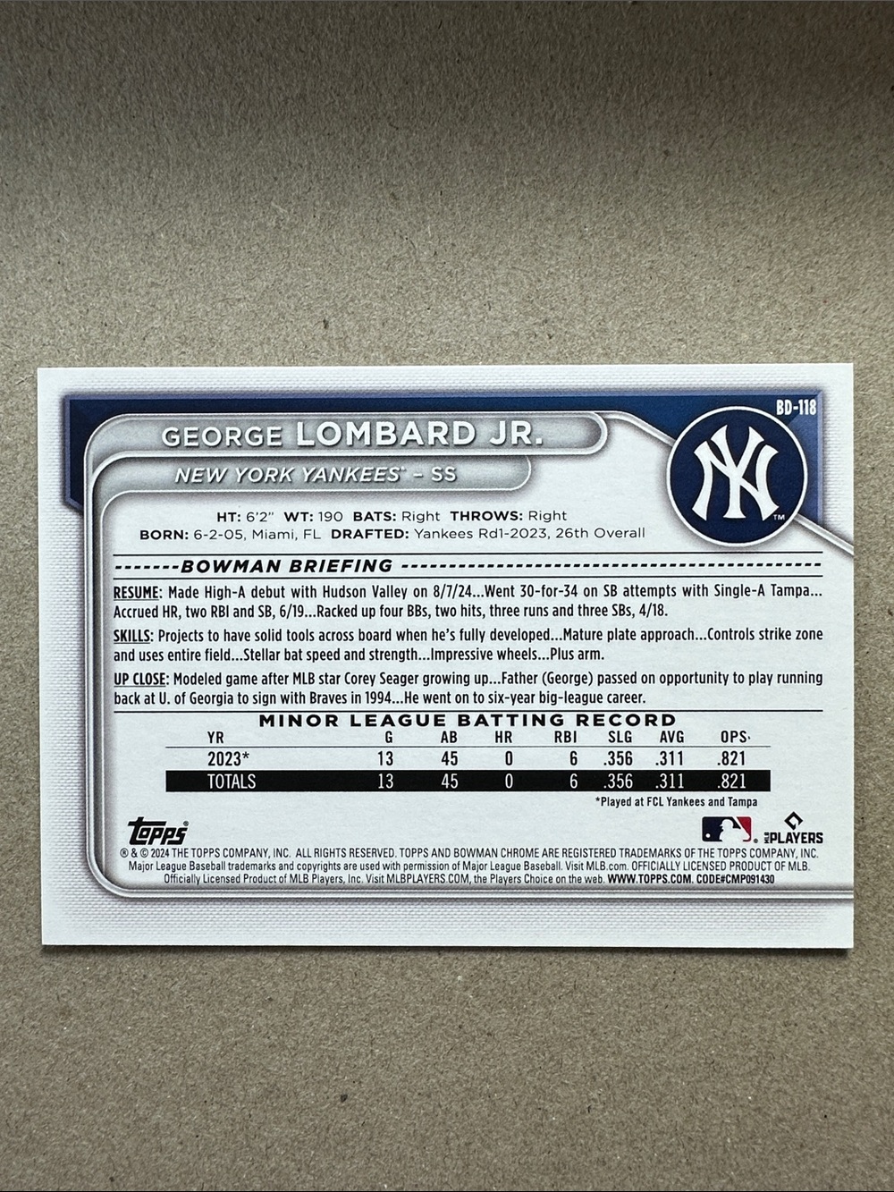 George Lombard Jr Rookie +3 Jasson Dominguez Rookies + Aaron Judge Yankees - Picture 3 of 15